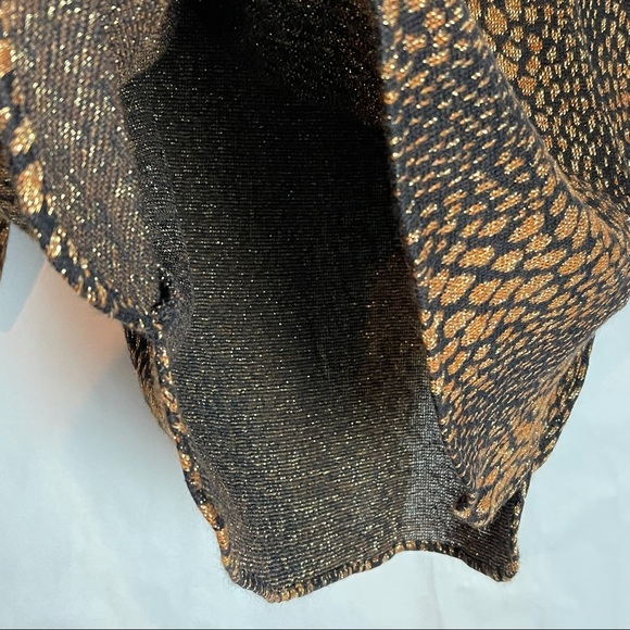 Vintage ILGWU metallic thread animal print top blouse padded shoulders oversized - Picture 3 of 7